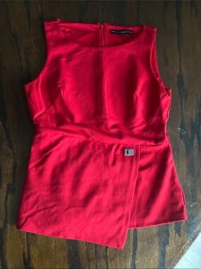 White House Black Market Vibrant Red Sleeveless Peplum Tank
